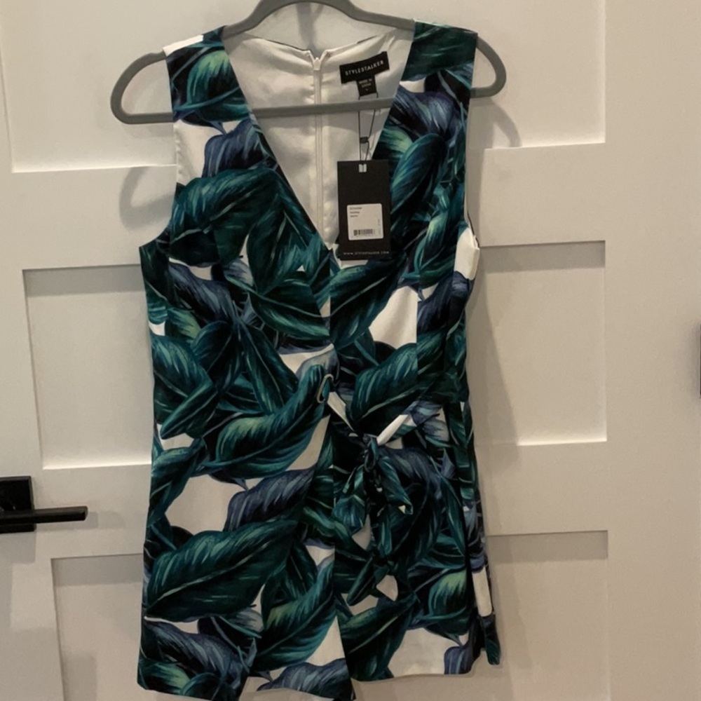 Stylestalker Green and Blue  Faux Wrap Romper
